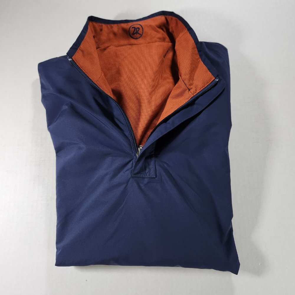 Zero Restriction Reversible Mens L Large Waterproof Short Sleeve Wind Shirt Blue